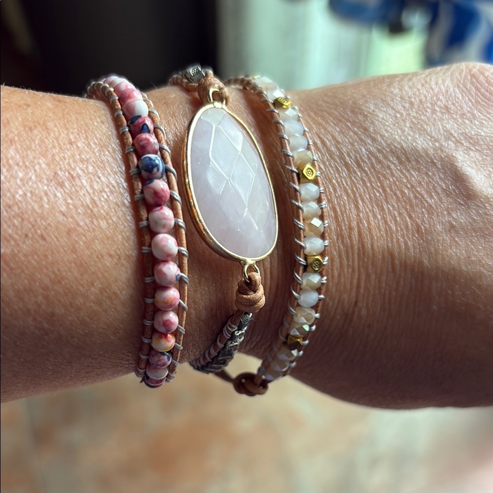 Elegant Pink and Gold Bracelet Set